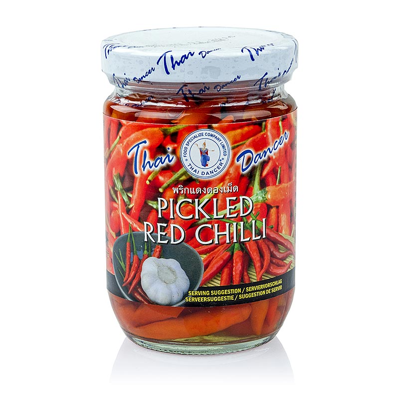 Chilipeppar, röd, liten, inlagd, 200 g