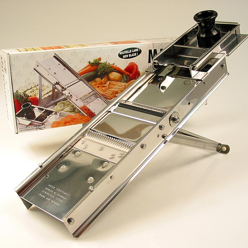 Mandoline CLASSIQUE komplett, rostfritt stål, kniv slät+vågig, julienne 3+10 mm, 1 St