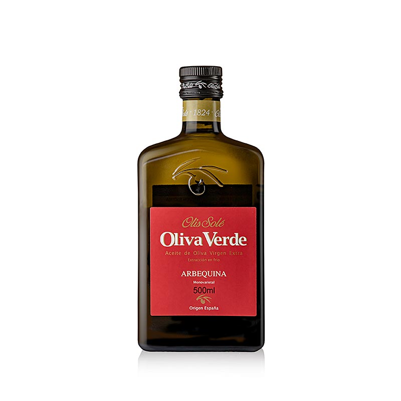Extra jungfruolja, Oliva Verde, Arbequina, röd etikett, 500 ml