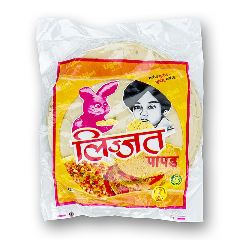 Pappadums, kryddade med gröna chilifrukter, ca. ø 18 cm, 110 g, 16 st