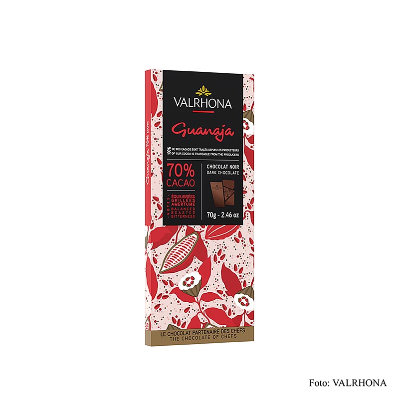 Valrhona Guanaja – mörk choklad, med kakaonibs, 70 % kakao, 70 g