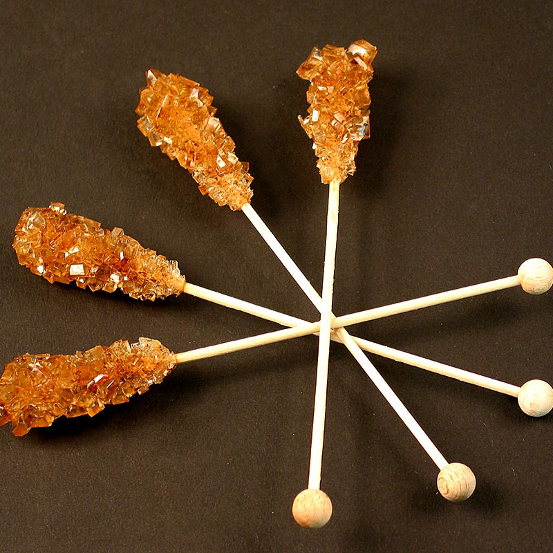 Kandis-Sticks, bruna, sockerkristaller på pinne, 1 kg, 100 st
