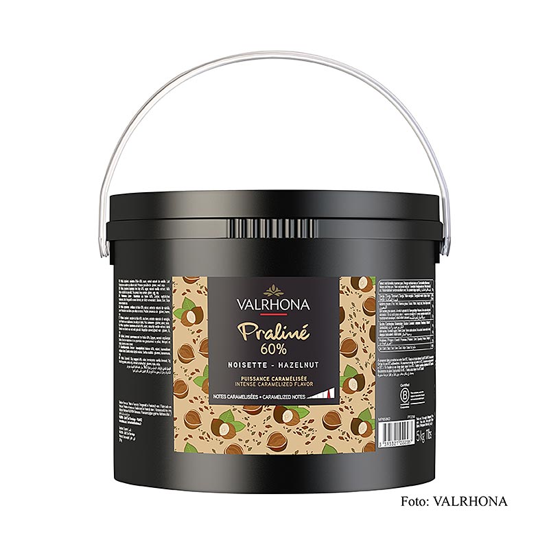 Valrhona Fint praliné, 60 % hasselnöt, intensiva nöt- och kraftiga karamelltoner, 5 kg