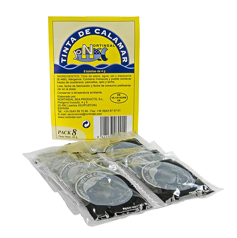 Bläckfiskfärg, flytande, i portionspåsar, 32 g, 8 x 4 g