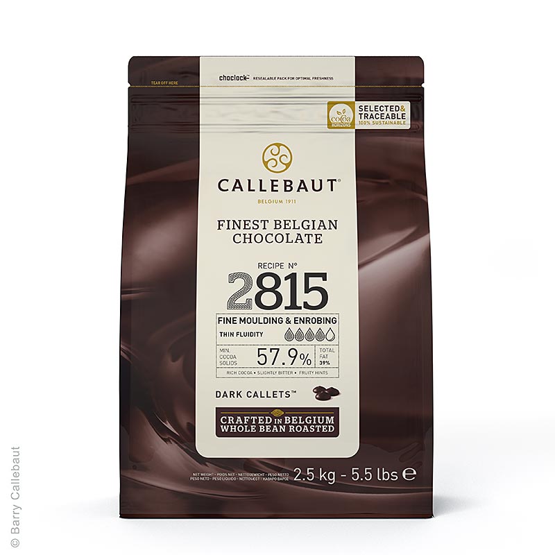 Callebaut Mörk choklad Excellent, Callets, 57,9 % kakao, 2,5 kg