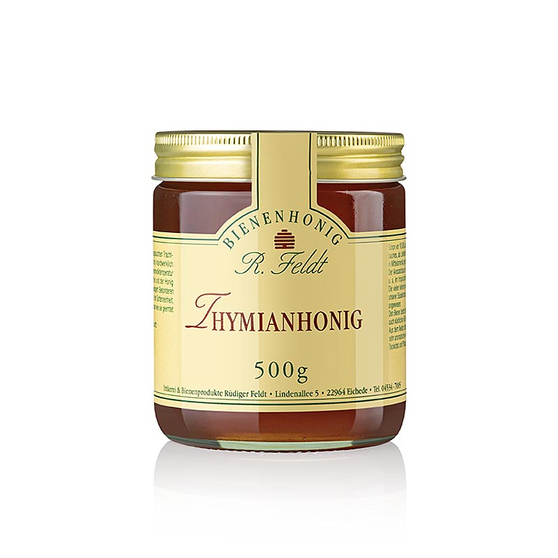 Imkerei Feldt Timjanhonung, vild bergstimjan, örtig, mycket aromatisk, 500 g