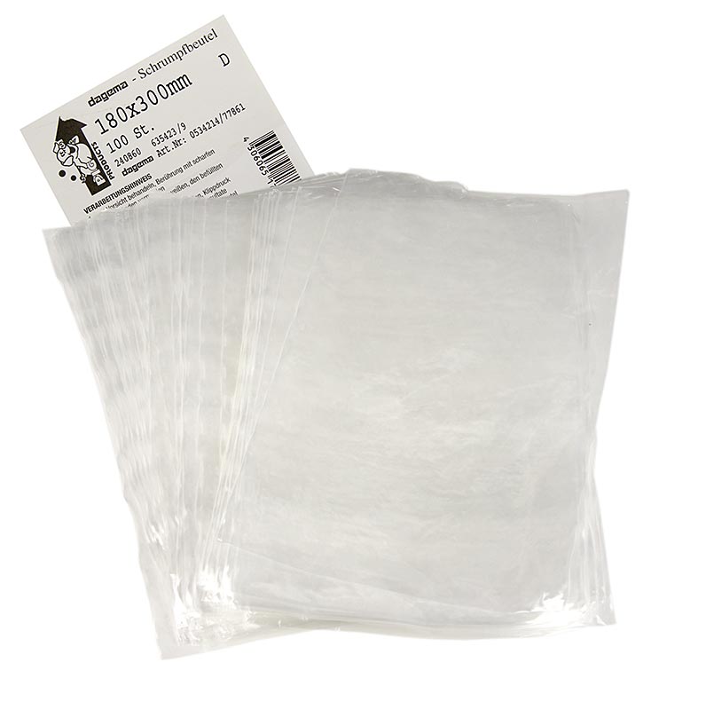 Krympåse/Shrinkbag, för vakuumförpackning och krympning i vattenbad, 180x300 mm, 100 St