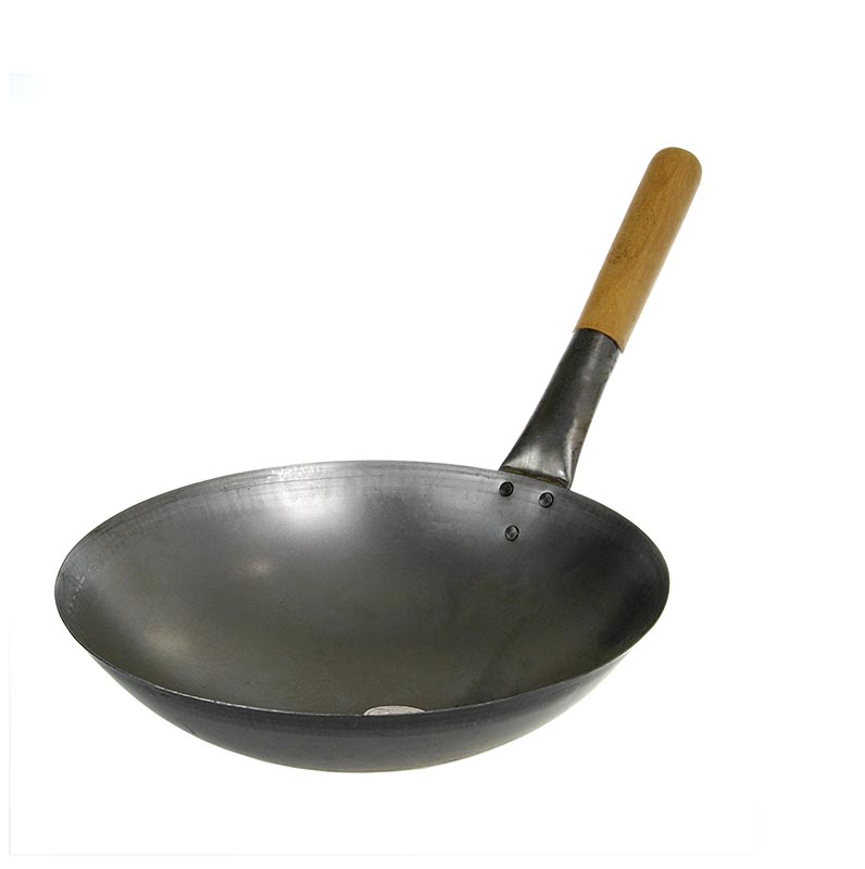 Wokpanna – 1:a kvalitet, rund botten med handtag, utan öron, ø 30 cm, 1 st