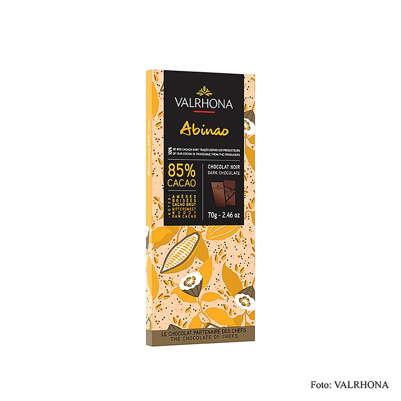 Valrhona Abinao – mörk choklad, 85 % kakao, Afrika, 70 g