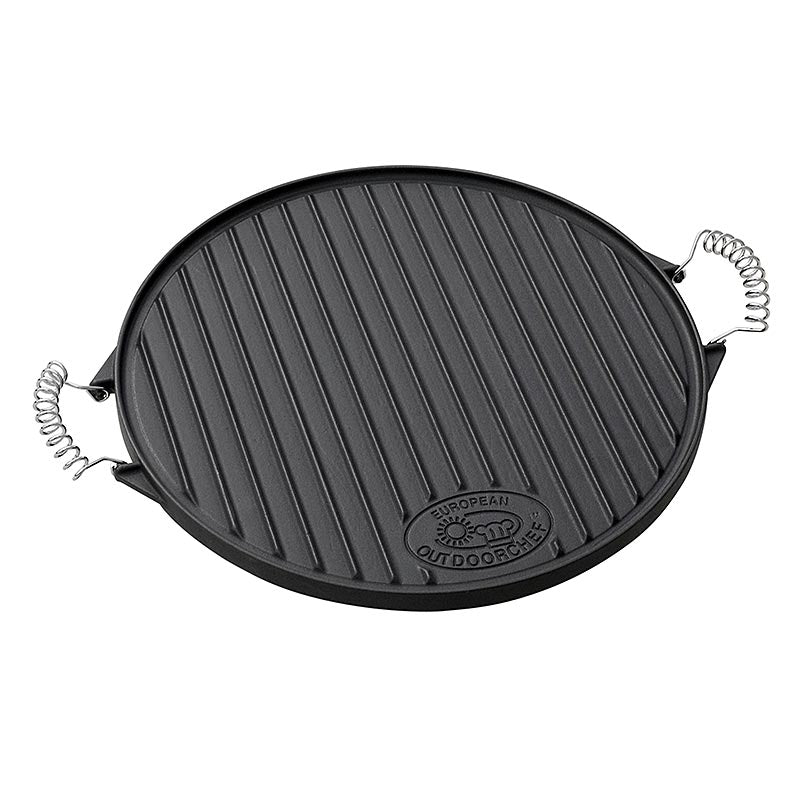 Outdoorchef-tillbehör – gjutjärnsplatta ”Plancha”, 2 handtag, ø 39 cm, 1 st