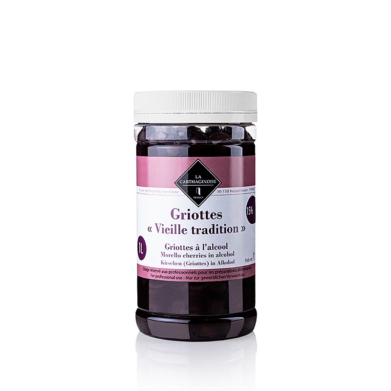Griottes – surkörsbär, i körsbärsbrännvin, utan kärnor och stjälkar, 15 % vol., 1 kg