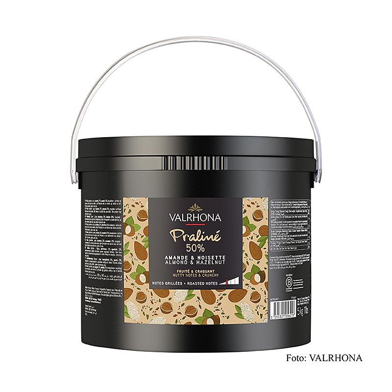Valrhona Pralinémassa krispig, 25 % hasselnöt, 25 % mandel, intensiva nötiga toner, 5 kg
