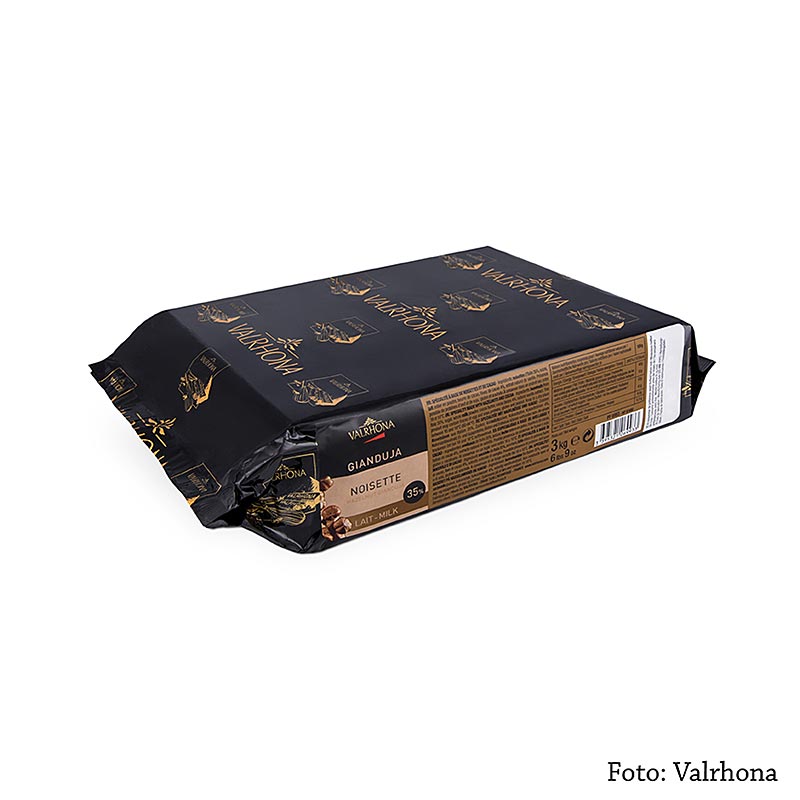 Valrhona Gianduja Noisette lait – ljus helmjölk-hasselnötschoklad, block, 3 kg