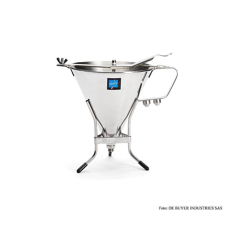 deBUYER fondanttrichter, automatisk, med 3 utlopp, 1,9 liter, med stativ, 1 st