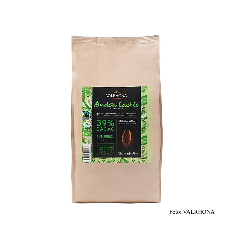 Valrhona Andoa Lactée, choklad för överdrag, mjölkchoklad, callets, 39 % kakao, 3 kg