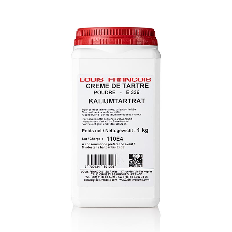 Louis Francois Vinstenspulver – Creme Detartre, kaliumtartrat, E 336, 1 kg