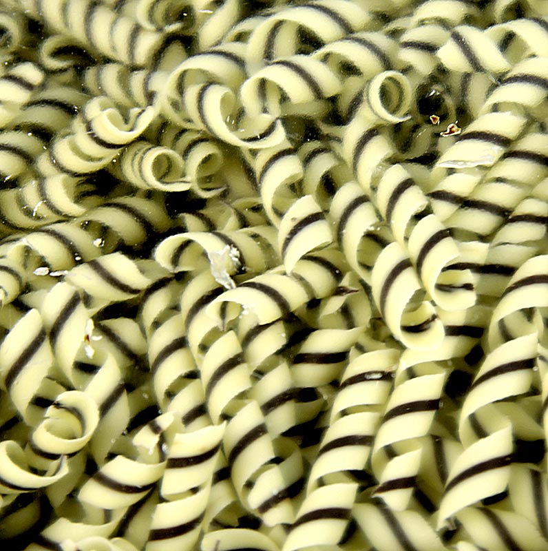 Dekorationsplatta "Tornado" – lockform, vit/mörk choklad, ca 10x62 mm, 800 g