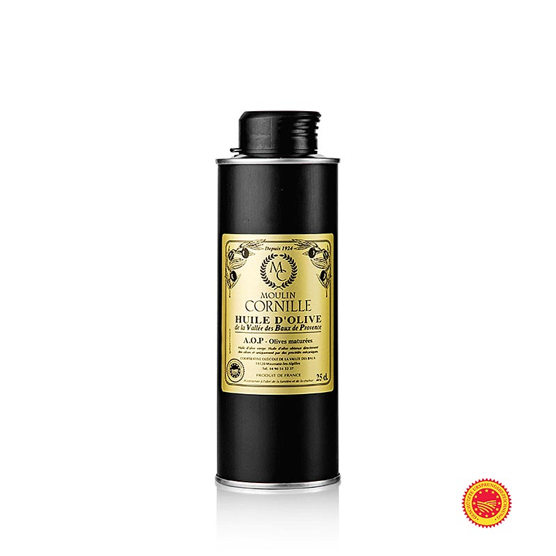 Nativ olivolja, Fruité Noir, mild-sötaktig, Baux de Provence, g.U., Cornille, 250 ml