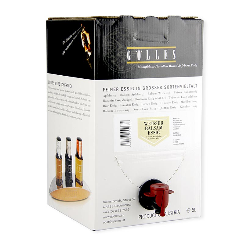 Gölles vit balsamvinäger 6 % syra, 5 l Bag in Box, 5 l