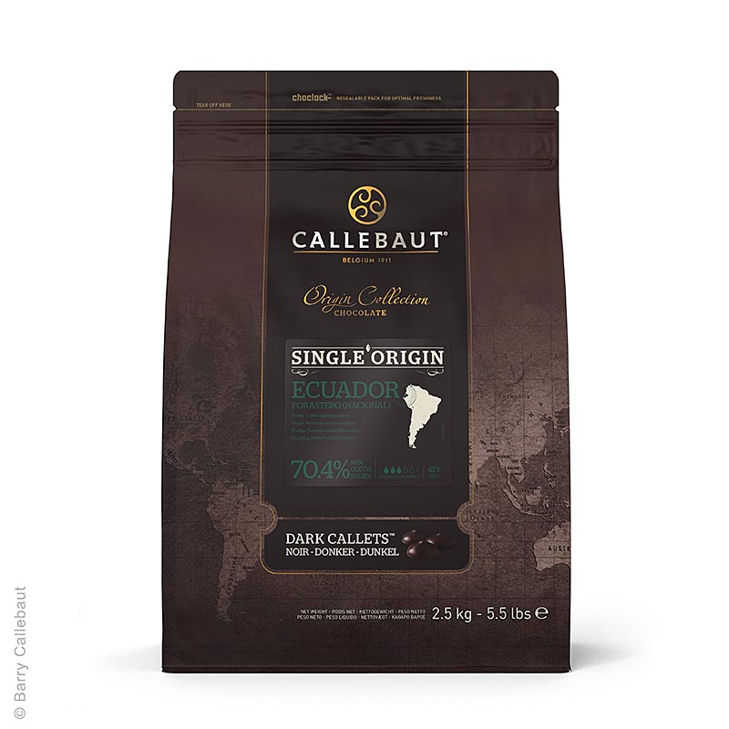 Callebaut Origine Ecuador, mörk choklad, Callets, 70,4 % kakao, 2,5 kg