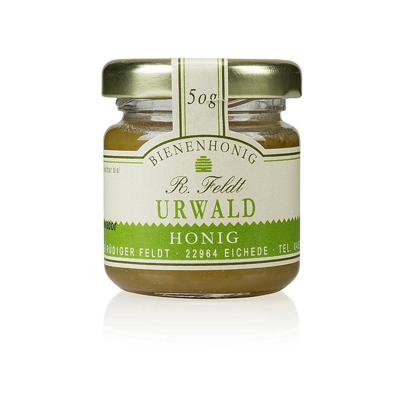 Imkerei Feldt Urskogshonung, flytande till krämig, ljuvligt aromatisk, portionsburk, 50 g