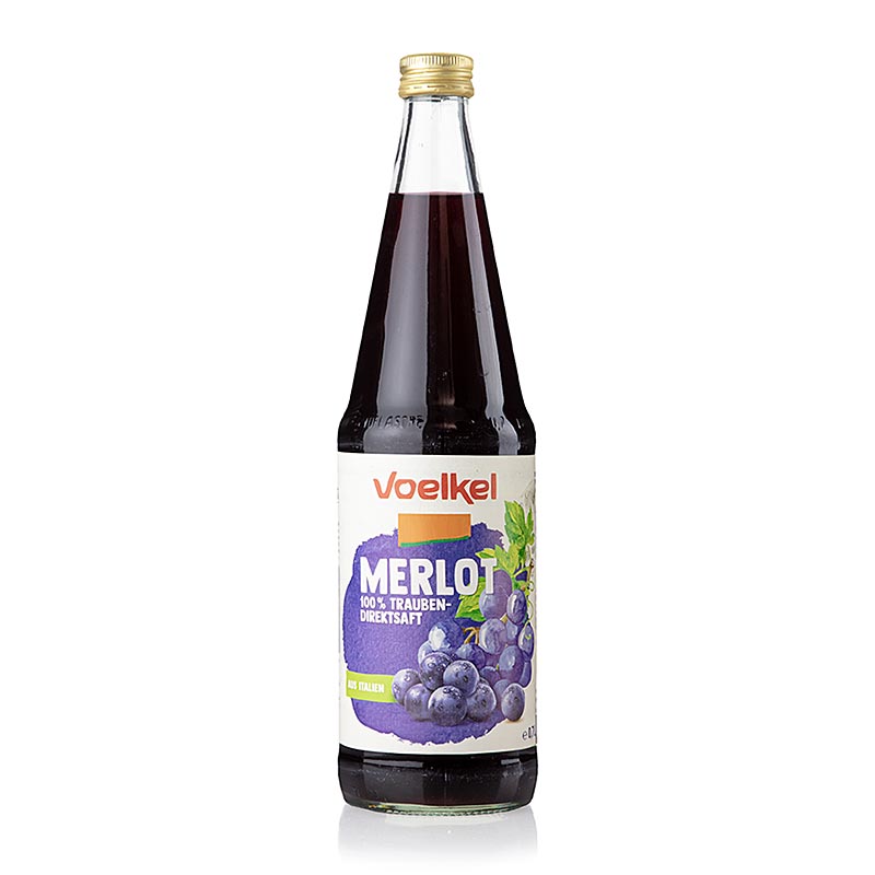 Voelkel – Merlot druvsaft, mörk, 100 % direktpressad saft, ekologisk, 700 ml