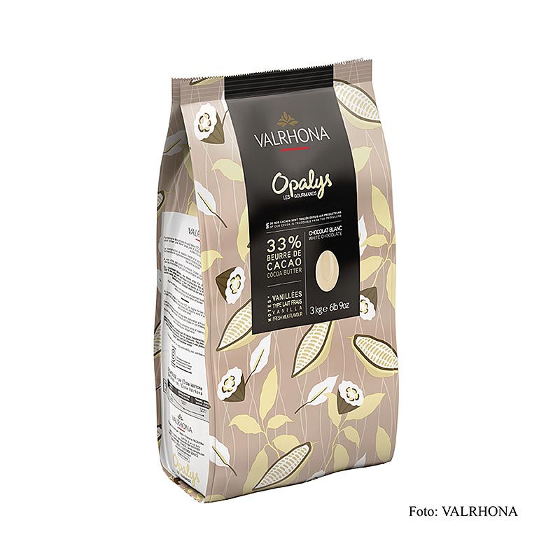 Valrhona Opalys, vit choklad, Callets, 33 % kakaosmör, 3 kg