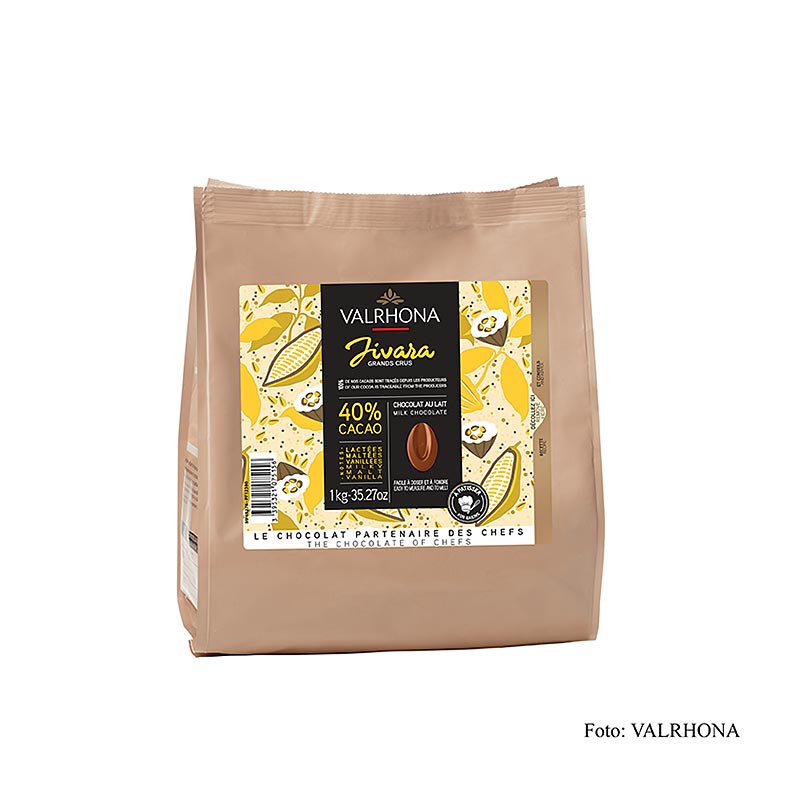 Valrhona Jivara Lactée "Grand Cru", mjölkchoklad, callets, 40 % kakao, 1 kg