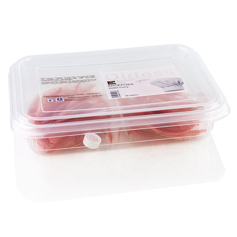 Kroepoek med röd curry, obakad, röd, 105 g, 48 st