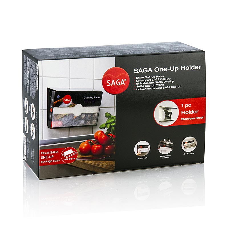 Saga One-Up-hållare, för Saga-dispenser, av rostfritt stål, magnetisk, 1 st