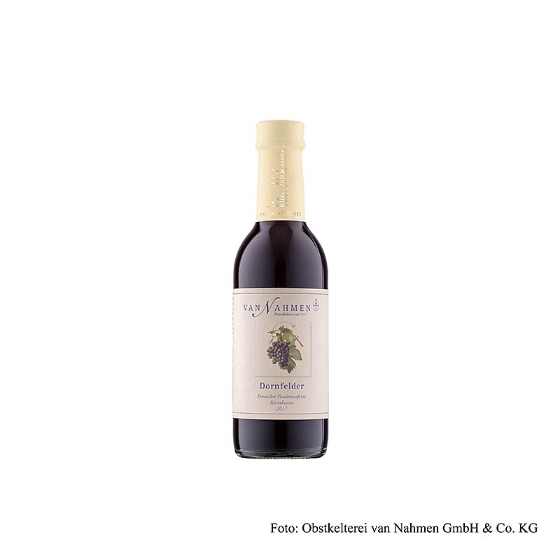 van Nahmen – Dornfelder druvsaft, röd, 100 % direktpressad saft, ekologisk, 250 ml