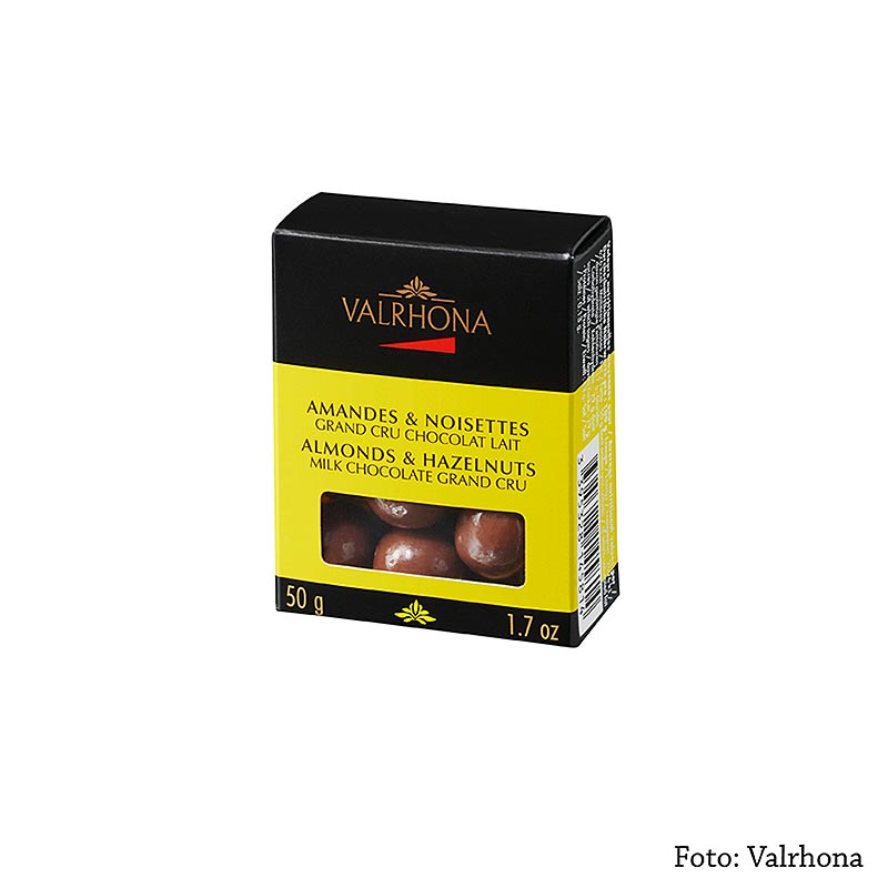Valrhona Equinoxe-kulor – mandlar/hasselnötter i mjölkchoklad, 50 g