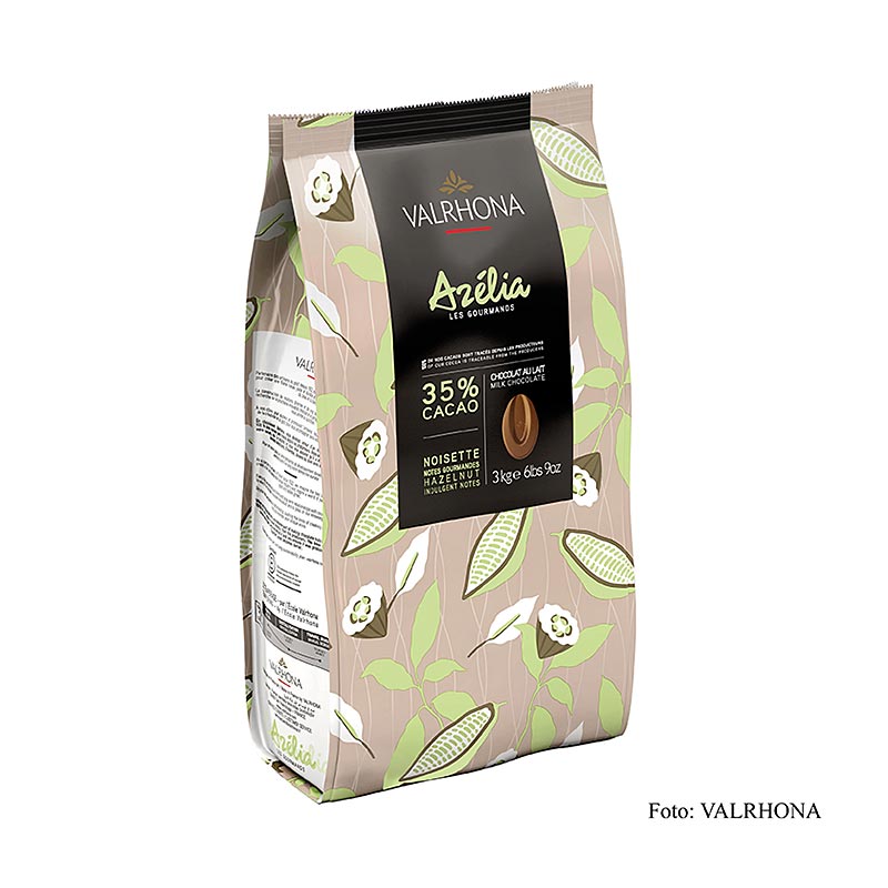 Valrhona Azélia, hasselnötscouverture, 35 %, callets, 3 kg