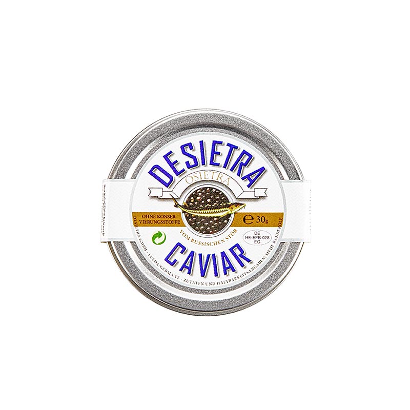 Desietra Osietra-kaviar (gueldenstaedtii), akvakultur, utan konserveringsmedel, 30 g