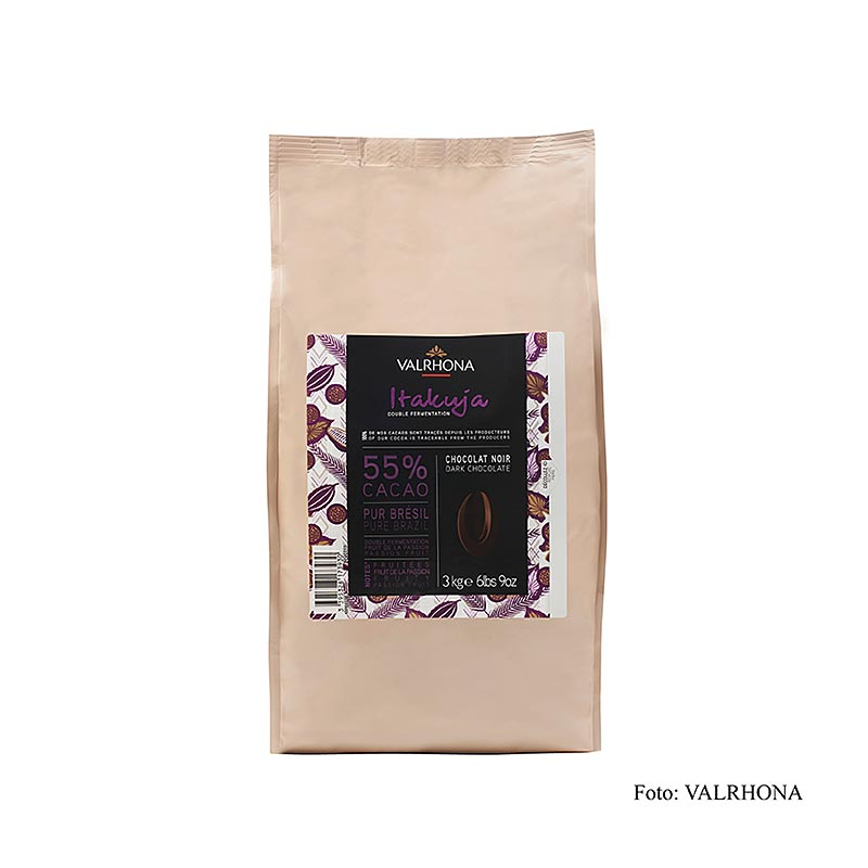 Valrhona Itakuja Bitter, mörk choklad, Callets, 55 % kakao, 3 kg