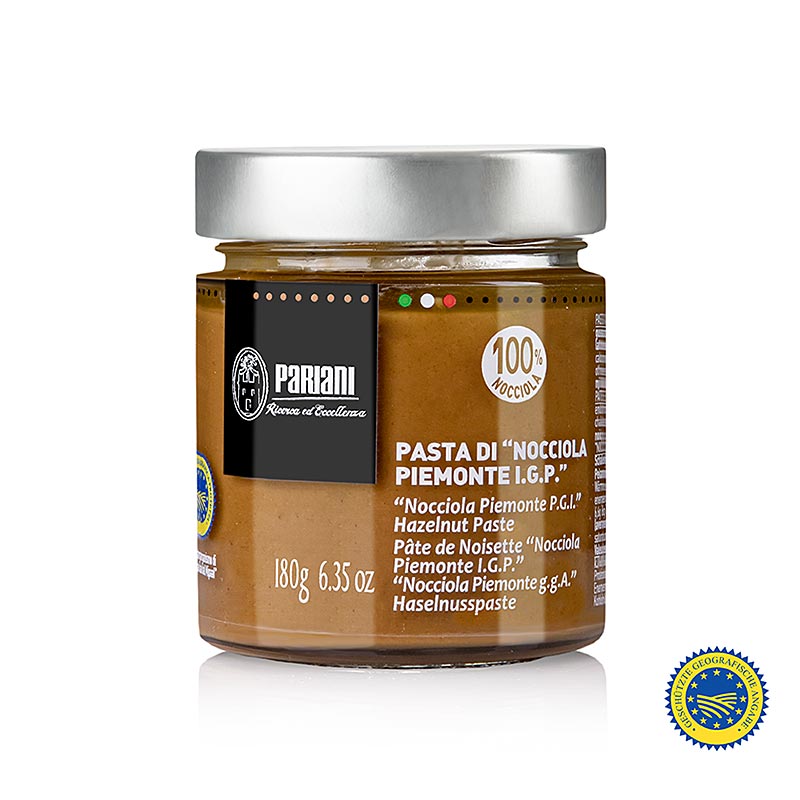 Hasselnötspasta, 100 % piemontesiska hasselnötter, g.g.A., Pariani, 180 g