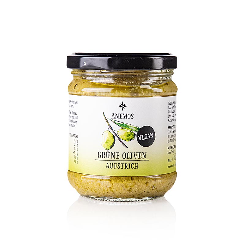 Olivpasta – tapenade, grön, av oliver från Chalkediki, ANEMOS, 180 g