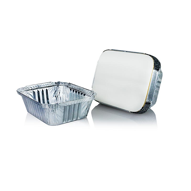 Engångsskålar av aluminium för takeaway, inkl. lock, 11,4x14x4,2 cm, 500 ml, 10 St