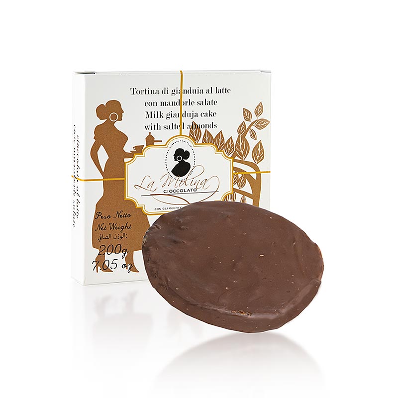 Choco Cake, mjölkchoklad Gianduja med saltade mandlar, Ø11,5 cm, 200 g