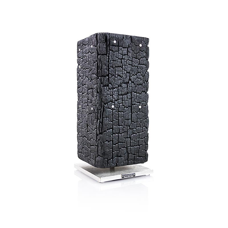 Cuttworx knivblock "PYROlith", bränt äkta trä, magnetiskt, 1 st