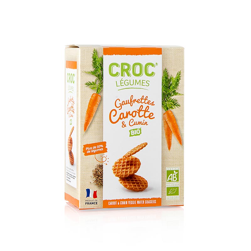 Barsnack Croc Légumes – franska mini-våfflor med morot & kummin, ekologisk, 40 g