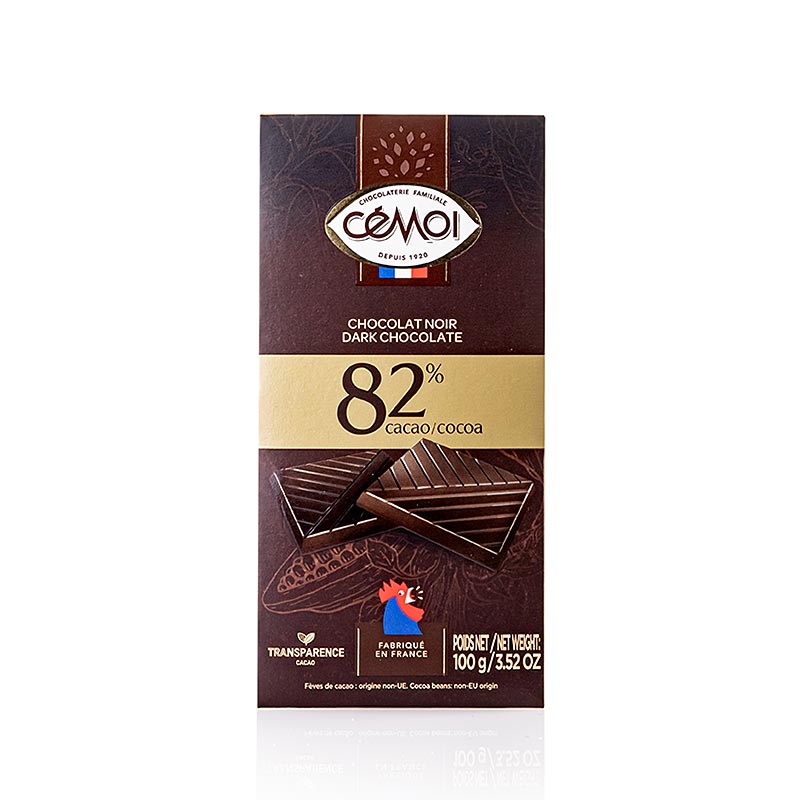 Chokladkaka – mörk choklad 82 % kakao, Cémoi, 100 g