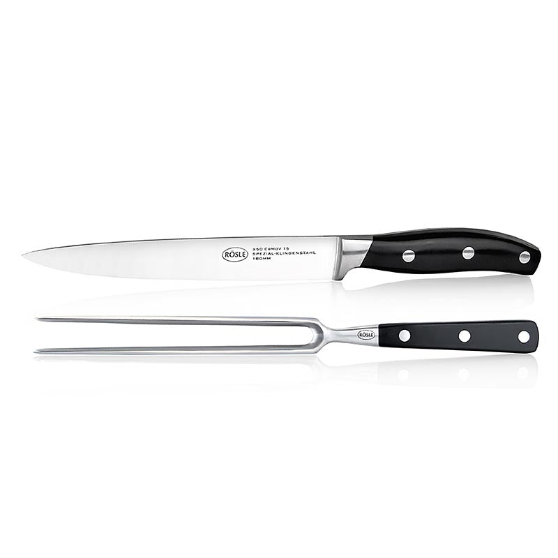 Rösle trancherbestick, köttgaffel (16 cm) och kniv (18 cm), 2 delar