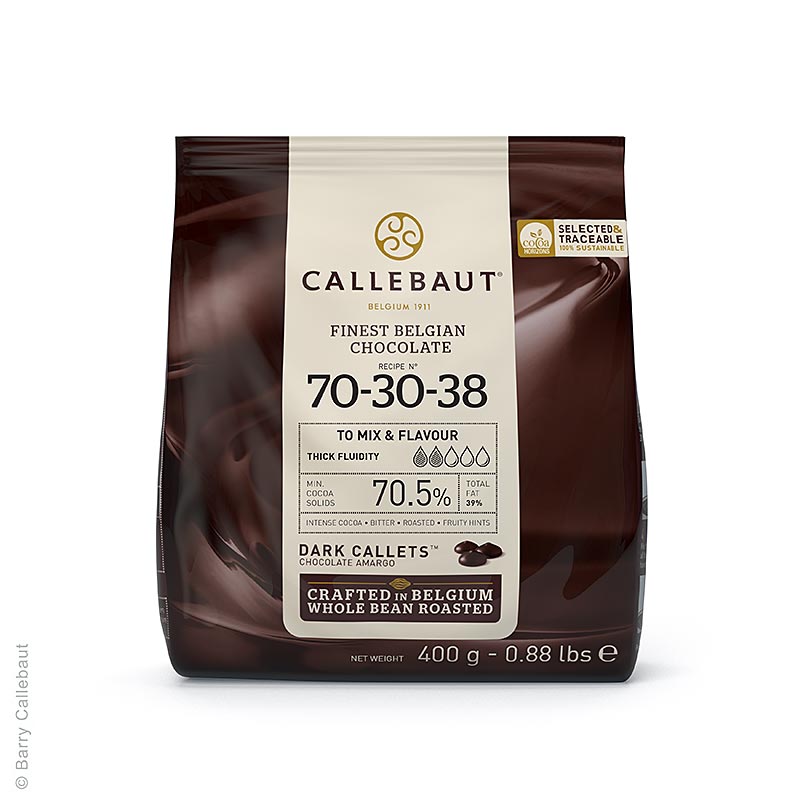 Mörk choklad, Callets, 70,5 % kakao (70-30-38), 400 g