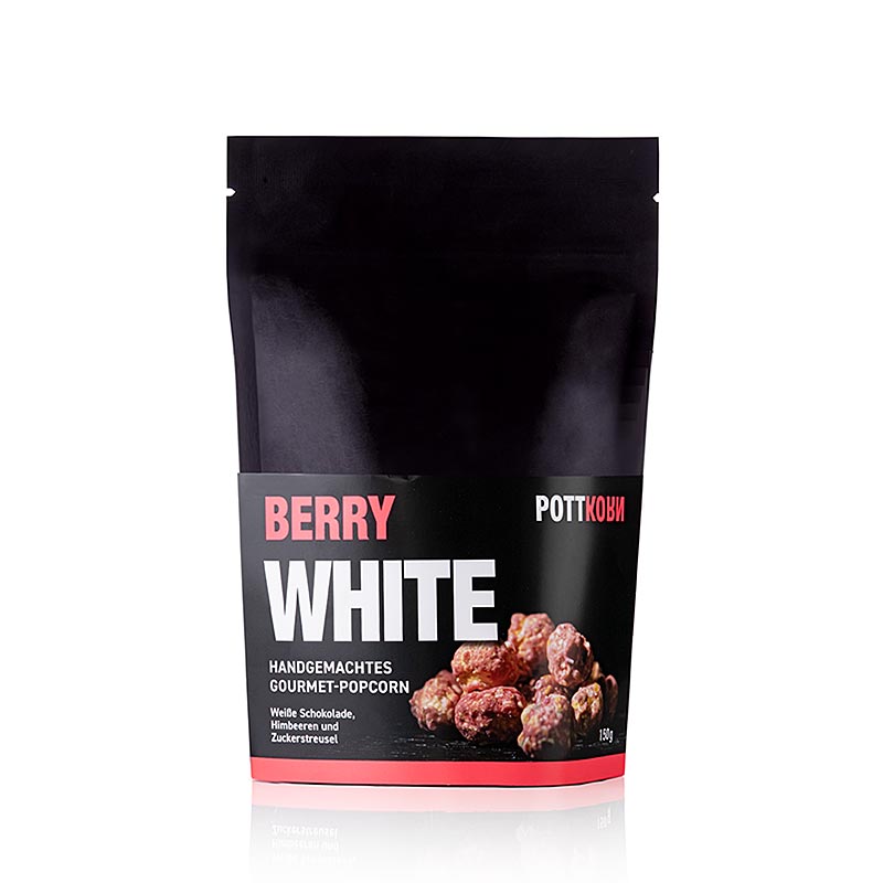Pottkorn - Berry White, popcorn med vit choklad och hallon, 150 g