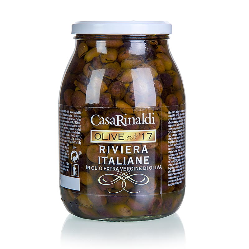 Svarta oliver, urkärnade (Snocciolate), i olivolja, Casa Rinaldi, 900 g