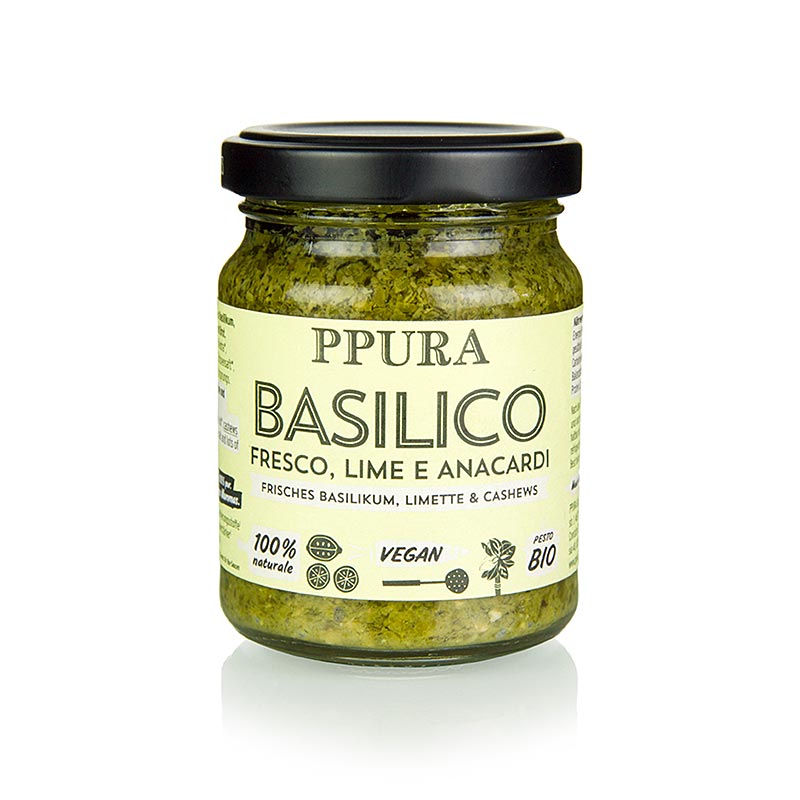 Gewürzgarten Ppura Pesto Basilico med lime och cashewnötter, vegansk, ekologisk, 120 g