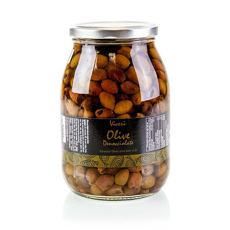Svarta oliver, urkärnade, Leccino (Denocciolate), Viveri, 950 g