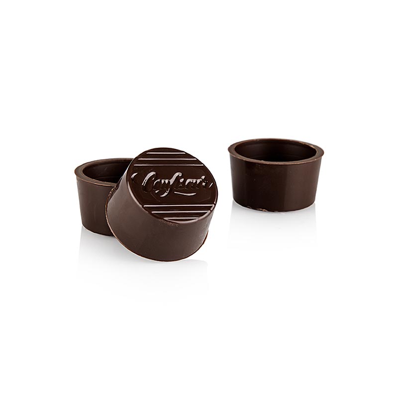 Praliner halvskal, runda, mörk choklad, ø 30/25/16 mm, Läderach, 2,016 kg