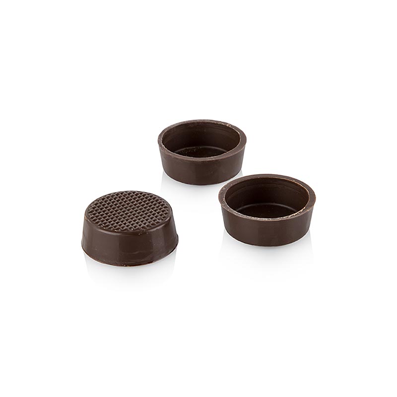 Pralinhalvskal, runda, mörk choklad, ø 26/29x10 mm, Läderach, 1,293 kg, 616 st